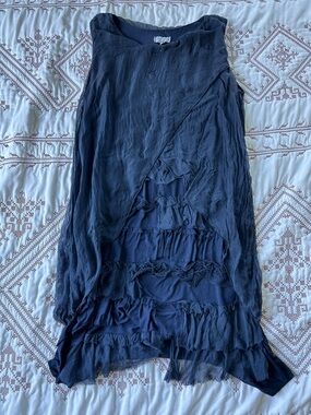 Women's Navy Layered Ruffle A-Line Dress by H Trend
